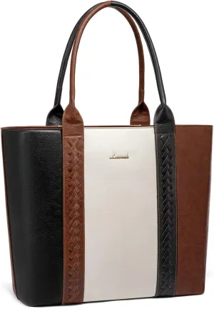 LOVEVOOK Tote Bag for Women Purse and Work Bags, Shoulder Purses with Large Black Woven Leather, Gifts for Womens