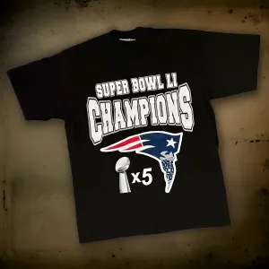 *<SC>* (BLACK) ~NEW ENGLAND PATRIOTS~ HEAVY COTTON JUMBO PRINT TEES