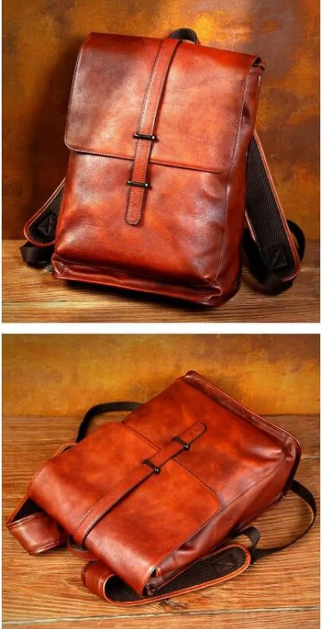 Luggage Bags Backpacks Genuine Leather Laptop Bags Casual Daypack Mens Briefcases Computers Bags Bookbags 16.5Inch