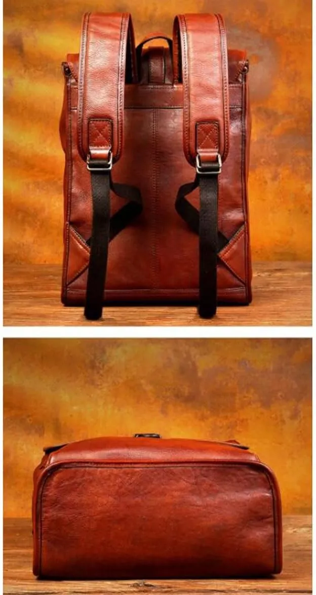 Luggage Bags Backpacks Genuine Leather Laptop Bags Casual Daypack Mens Briefcases Computers Bags Bookbags 16.5Inch