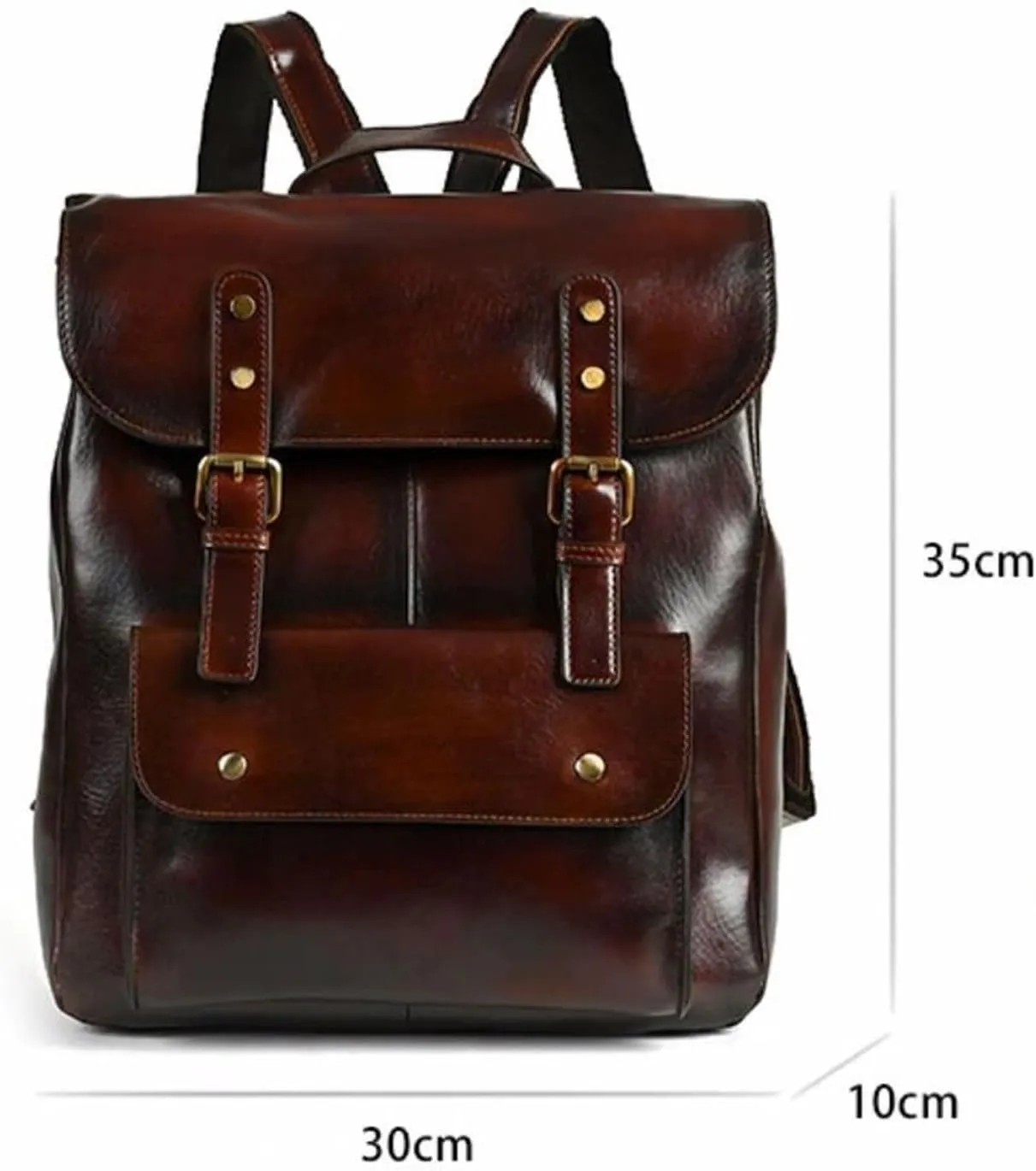 Luggage Travel Bags Backpacks Genuine Leather Laptop Bags Mens Casual Daypack Briefcases 13.7Inch