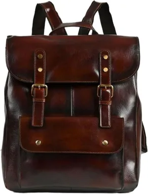 Luggage Travel Bags Backpacks Genuine Leather Laptop Bags Mens Casual Daypack Briefcases 13.7Inch