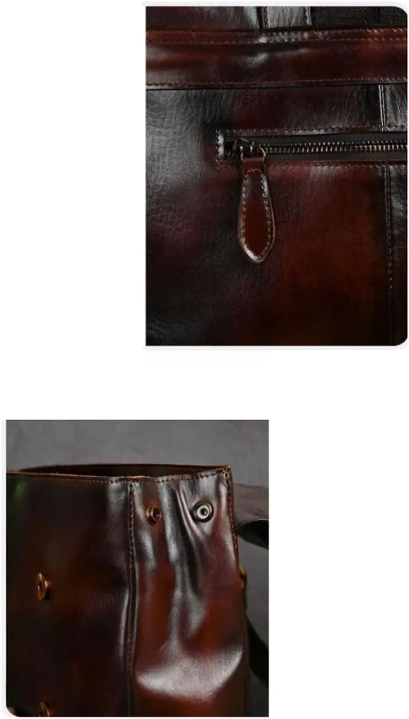 Luggage Travel Bags Backpacks Genuine Leather Laptop Bags Mens Casual Daypack Briefcases 13.7Inch