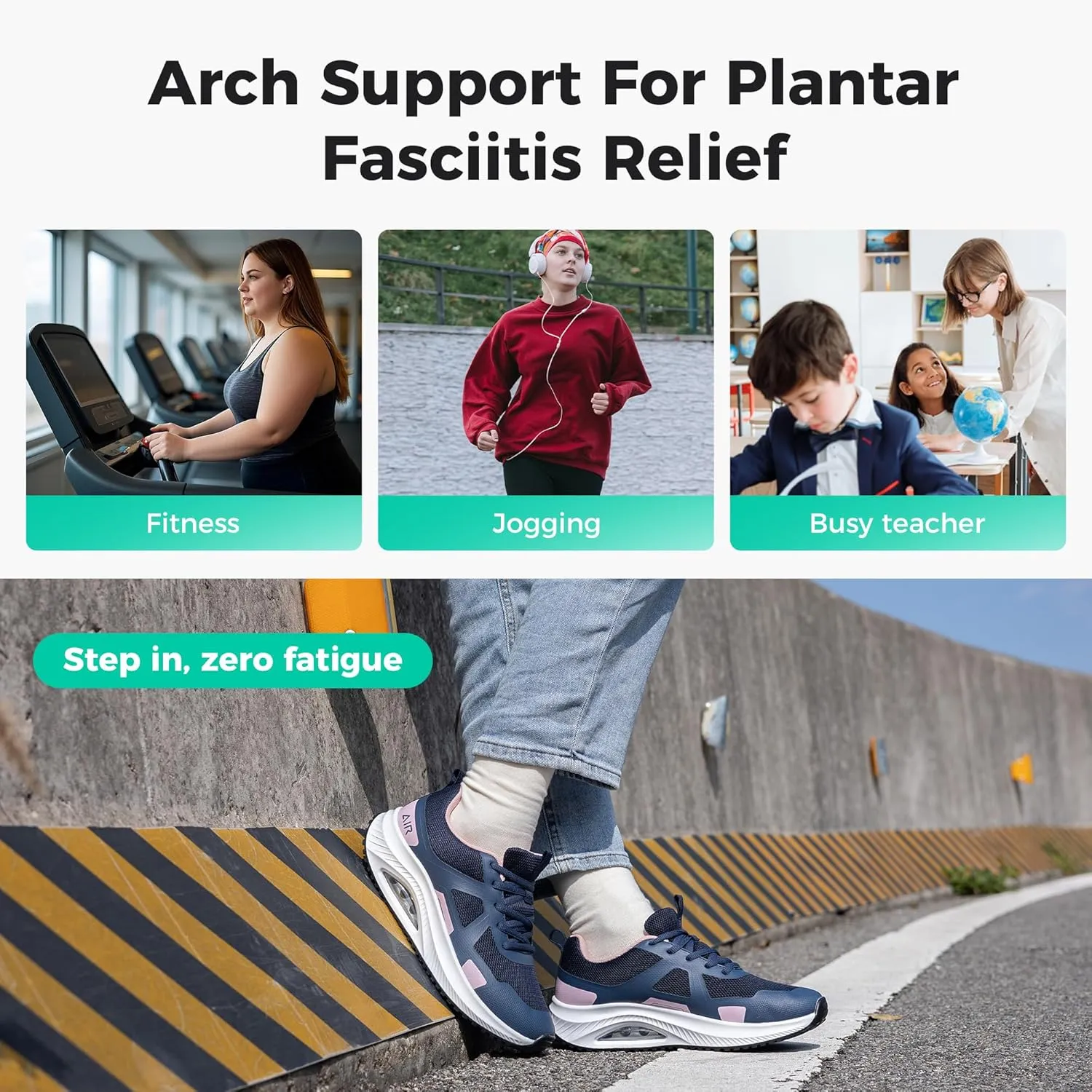 MAFEKE Womens Walking Shoes with Arch Support, Air Tennis Orthotic Fashion Sneakers for Plantar Fasciitis Pain Relief Size 5.5-11