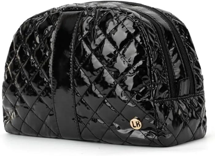 Makeup Bag  Quilted Travel Essential for Skincare, Toiletries, and Cosmetics | Small, Stylish Perfect for Travel & On-the-Go Glam (ONYX)