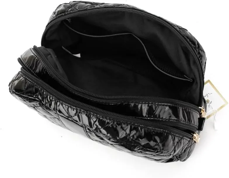 Makeup Bag  Quilted Travel Essential for Skincare, Toiletries, and Cosmetics | Small, Stylish Perfect for Travel & On-the-Go Glam (ONYX)