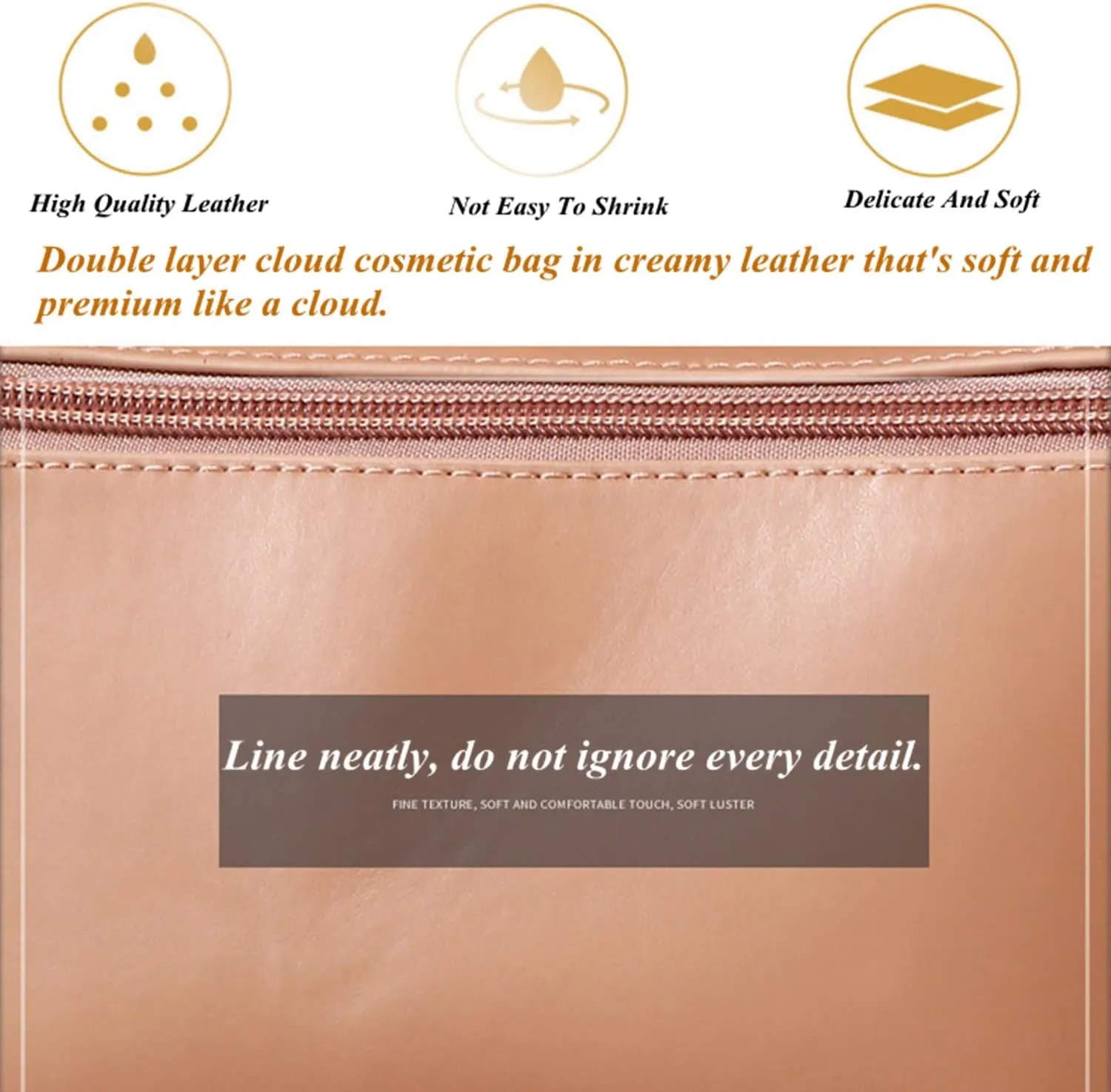 Makeup Travel Bag Organizer, Large Capacity Travel Cosmetic Bag, PU Leather Waterproof Cosmetic Bag, Multifunctional Makeup Bag Portable Travel Toiletry Bag Organizer for Women (Brown)