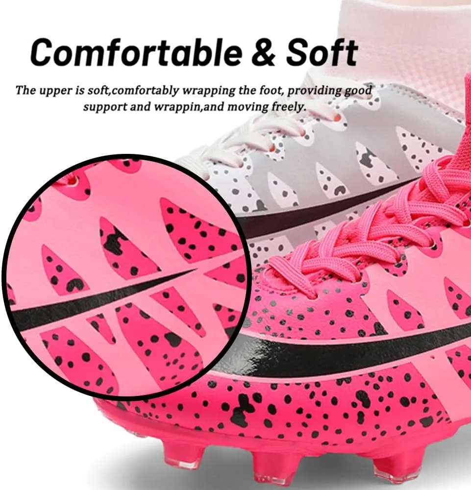 Maylrvjv Men's High-Top Soccer Shoes Big Kids Football Boots Breathable Lightweight Outdoor Indoor Professional Training Sneakers