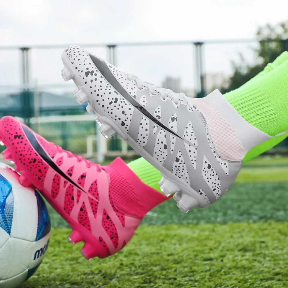 Maylrvjv Men's High-Top Soccer Shoes Big Kids Football Boots Breathable Lightweight Outdoor Indoor Professional Training Sneakers