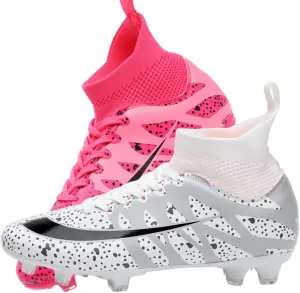 Maylrvjv Men's High-Top Soccer Shoes Big Kids Football Boots Breathable Lightweight Outdoor Indoor Professional Training Sneakers