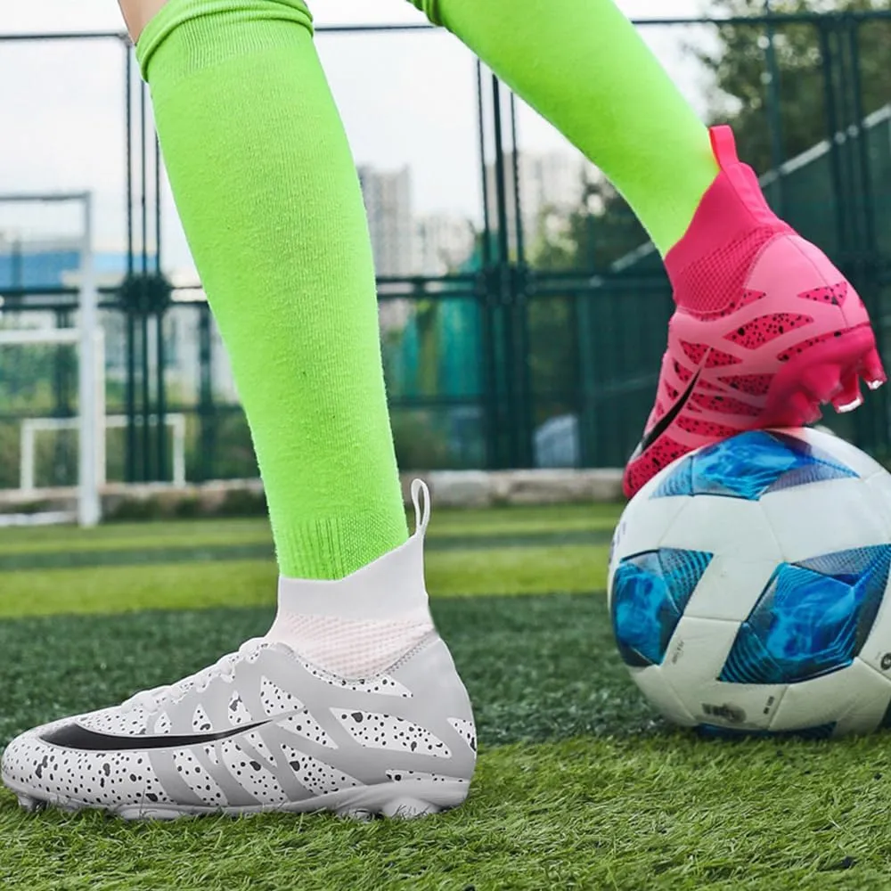 Maylrvjv Men's High-Top Soccer Shoes Big Kids Football Boots Breathable Lightweight Outdoor Indoor Professional Training Sneakers