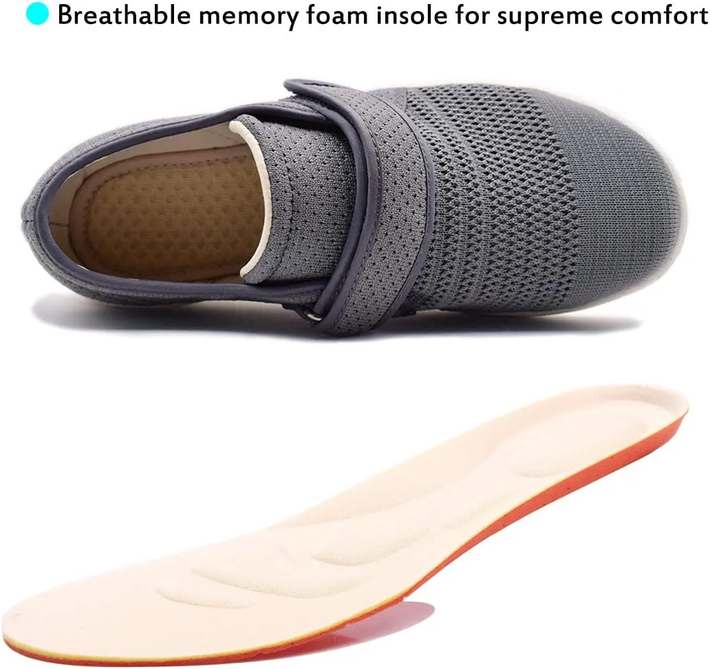 Mei MACLEOD Women's Extra Wide Shoes with Adjustable Strap Wide Width Sneakers Arthritis Edema Walking Shoes for Elderly Diabetic