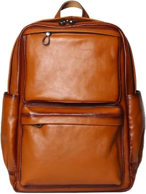 Mens Backpacks Briefcases Travel Bags Luggage Travel Gear Leather Laptop Backpacks Casual Daypack (Color : Brown)