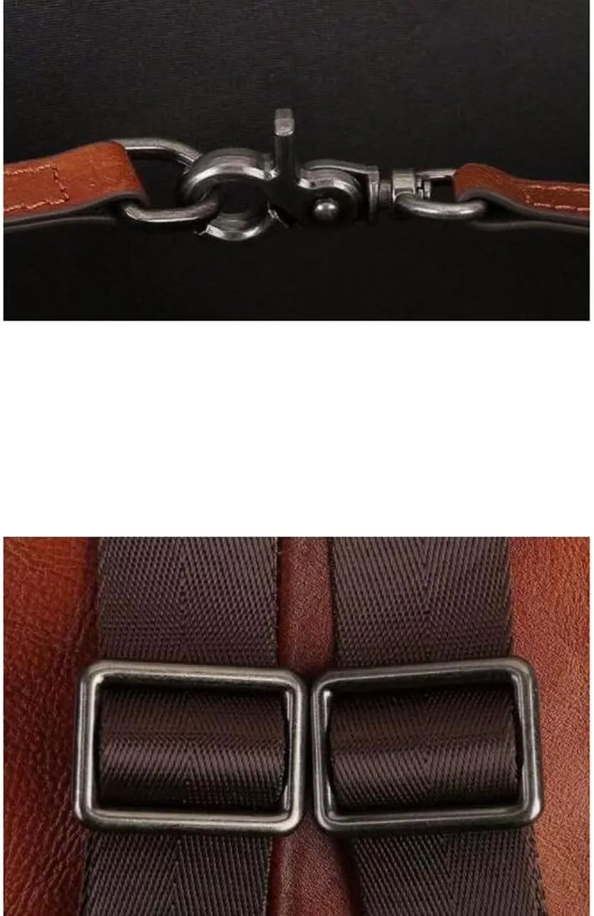 Mens Backpacks Genuine Leather Laptop Bags Briefcases Computers Bags Casual Daypack Luggage Travel Bags 13.3Inch(Brown-2)