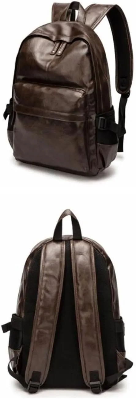Mens Backpacks Genuine Leather Laptop Bags Briefcases Computers Bags Casual Daypack Luggage Travel Bags 16.7Inch(Brown)