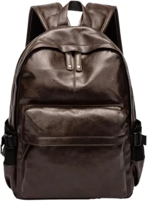 Mens Backpacks Genuine Leather Laptop Bags Briefcases Computers Bags Casual Daypack Luggage Travel Bags 16.7Inch(Brown)