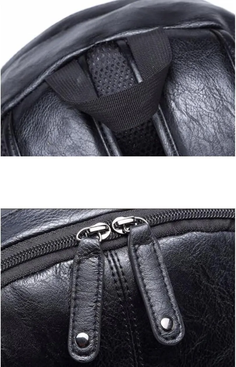 Mens Backpacks Genuine Leather Laptop Bags Briefcases Computers Bags Casual Daypack Luggage Travel Bags 16.7Inch(Brown)