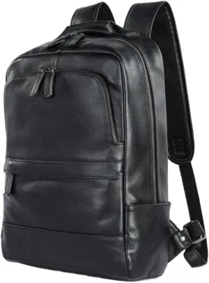 Mens Backpacks Genuine Leather Laptop Bags Casual Daypack Briefcases Computers Bags Luggage Travel Bags 17.3Inch(Black-2)