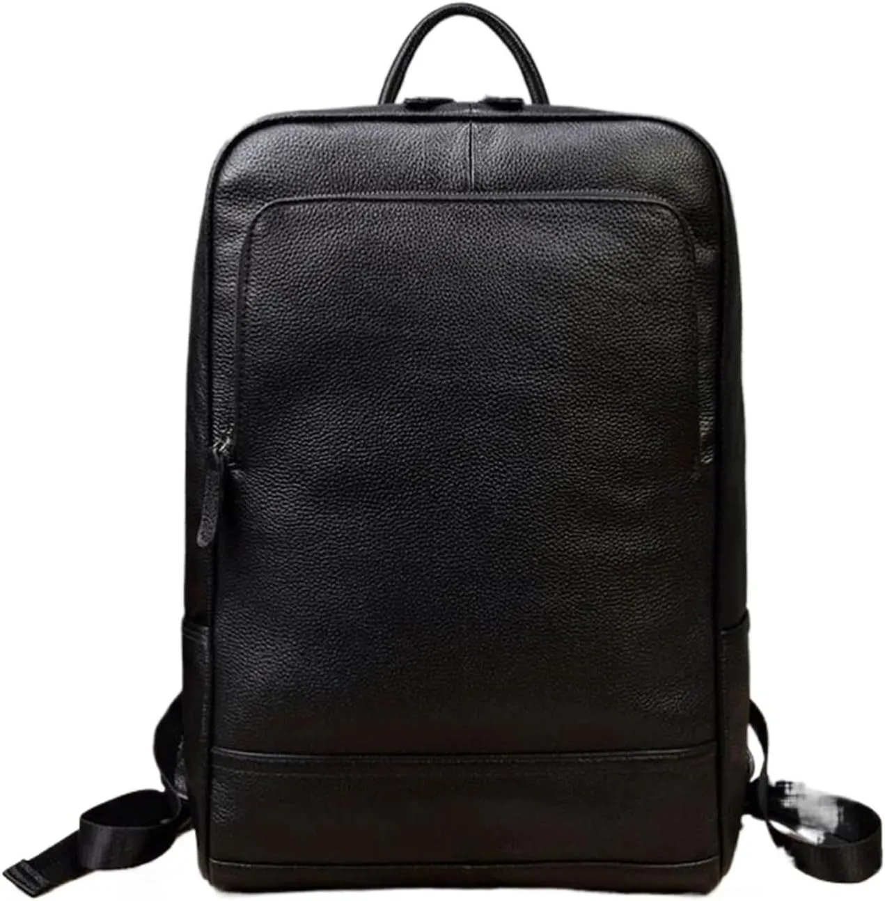 Mens Backpacks Genuine Leather Laptop Bags Computers Bags Luggage Travel Bags Casual Daypack Briefcases 16.9Inch(Black-1)
