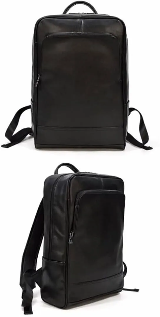 Mens Backpacks Genuine Leather Laptop Bags Computers Bags Luggage Travel Bags Casual Daypack Briefcases 16.9Inch(Black-1)