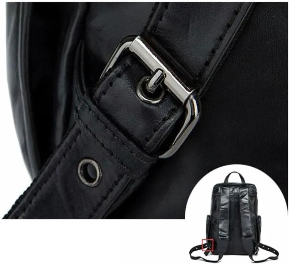 Mens Backpacks Laptop Bags Casual Daypack Briefcases Genuine Leather Computers Bags Bookbags Luggage Bags 16.5Inch(Black)