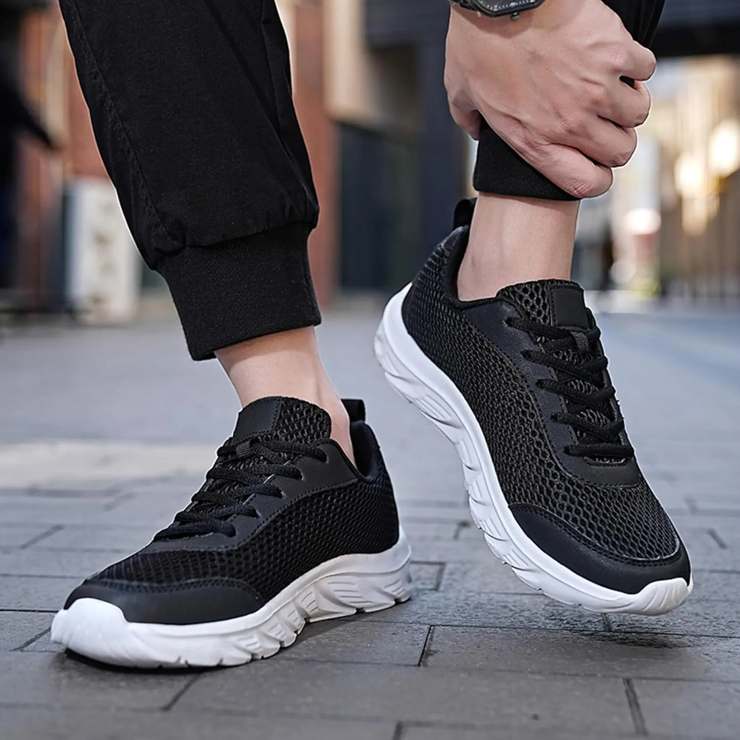 Men's Business Casual Shoes Lightweight Breathable Walking Shoe Gym Tennis Casual Soft Flat Soled Walking Shoes