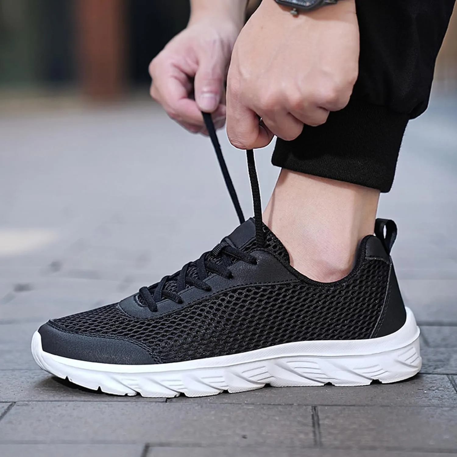Men's Business Casual Shoes Lightweight Breathable Walking Shoe Gym Tennis Casual Soft Flat Soled Walking Shoes