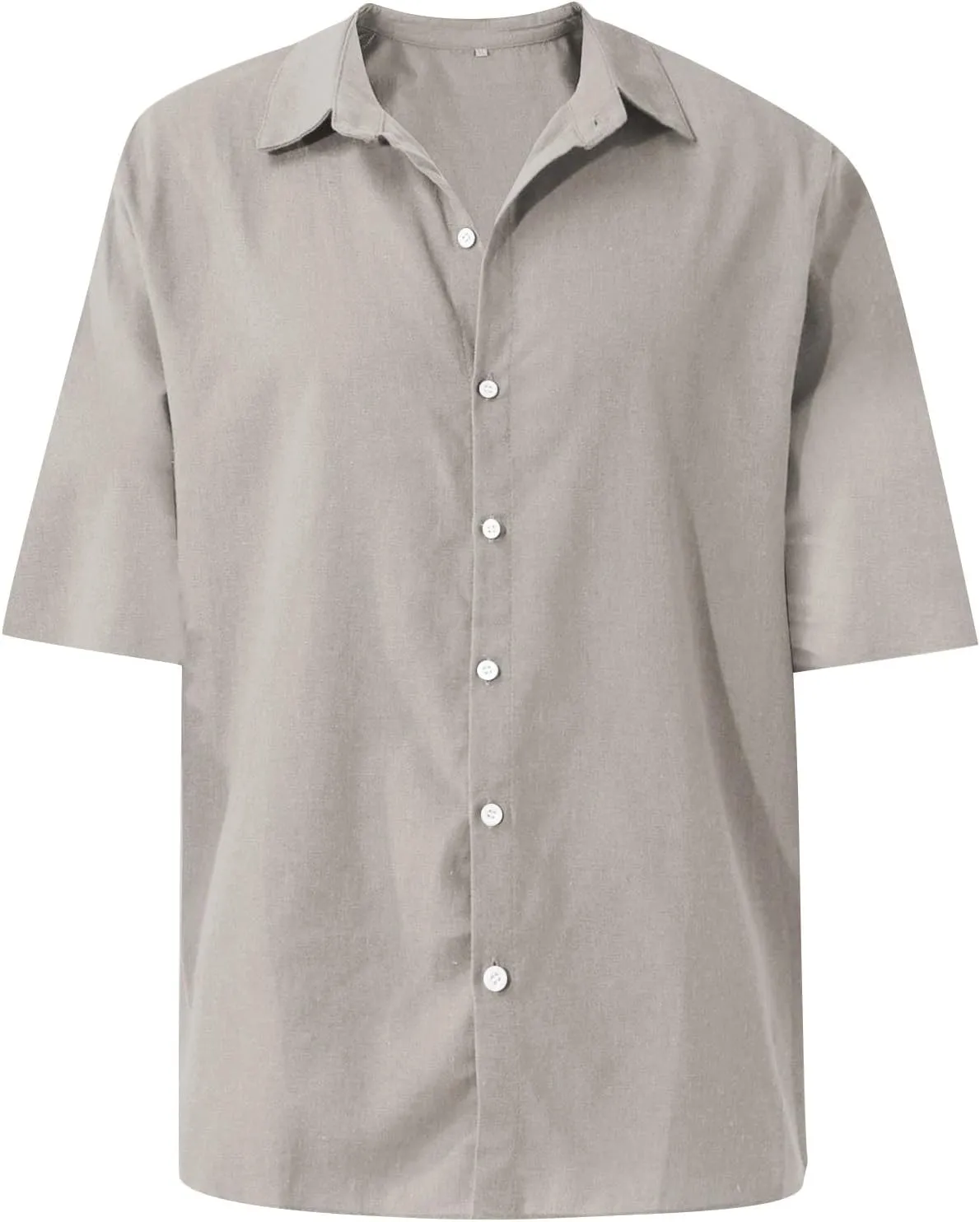 Men's Button Down Shirts Solid Color Hawaiian Beach Shirt Short Sleeve Summer Dress Tops Casual Shirts, M-4XL