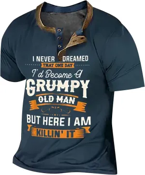 Men's Fashion Shirts 2024 Summer Casual Graphic Print Henley Neck Short Sleeve T Shirt Tee Tops Shirts Tees, S-4XL