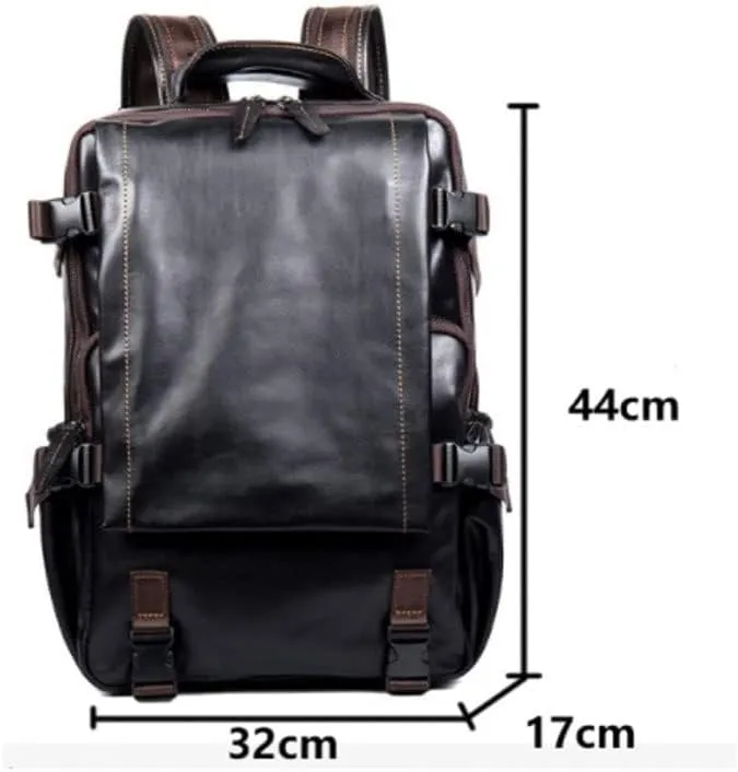 Mens Genuine Leather Travel Bags for Men, Laptop Backpacks Casual Daypack Backpacks Briefcases Weekender Bags (Brown)