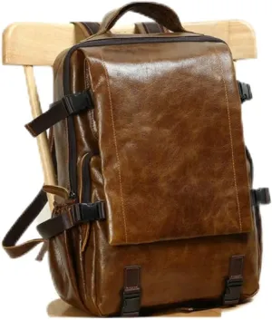 Mens Genuine Leather Travel Bags for Men, Laptop Backpacks Casual Daypack Backpacks Briefcases Weekender Bags (Brown)