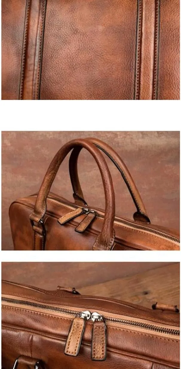Mens Handbags Briefcases Messenger Shoulder Bags Genuine Leather Crossbody Bags Laptop Bags 15.7Inch