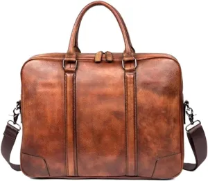 Mens Handbags Briefcases Messenger Shoulder Bags Genuine Leather Crossbody Bags Laptop Bags 15.7Inch
