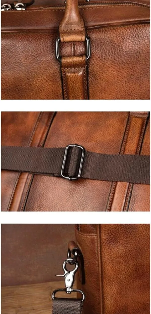Mens Handbags Briefcases Messenger Shoulder Bags Genuine Leather Crossbody Bags Laptop Bags 15.7Inch