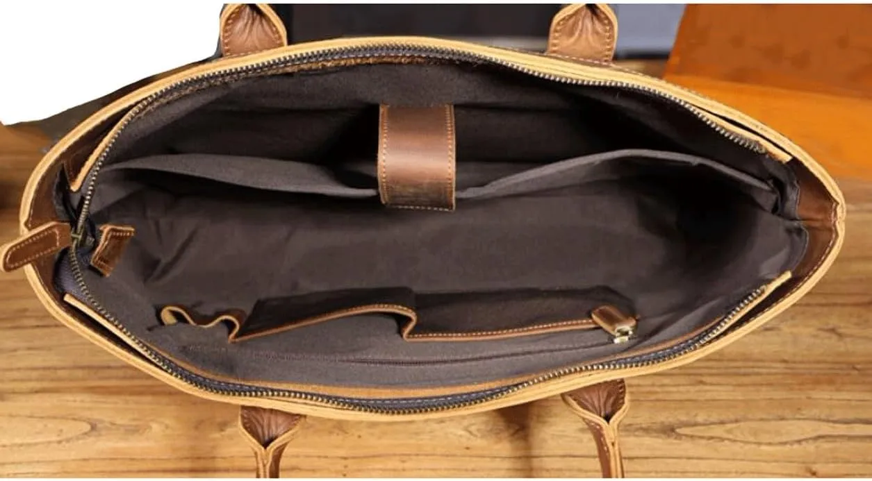 Mens Handbags Briefcases Messenger Shoulder Bags Genuine Leather Crossbody Bags Laptop Bags Computers Bags 16.1Inch