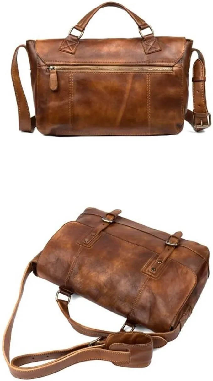 Mens Handbags Briefcases Messenger Shoulder Bags Genuine Leather Crossbody Bags Laptop Bags Travel Bags 15Inch