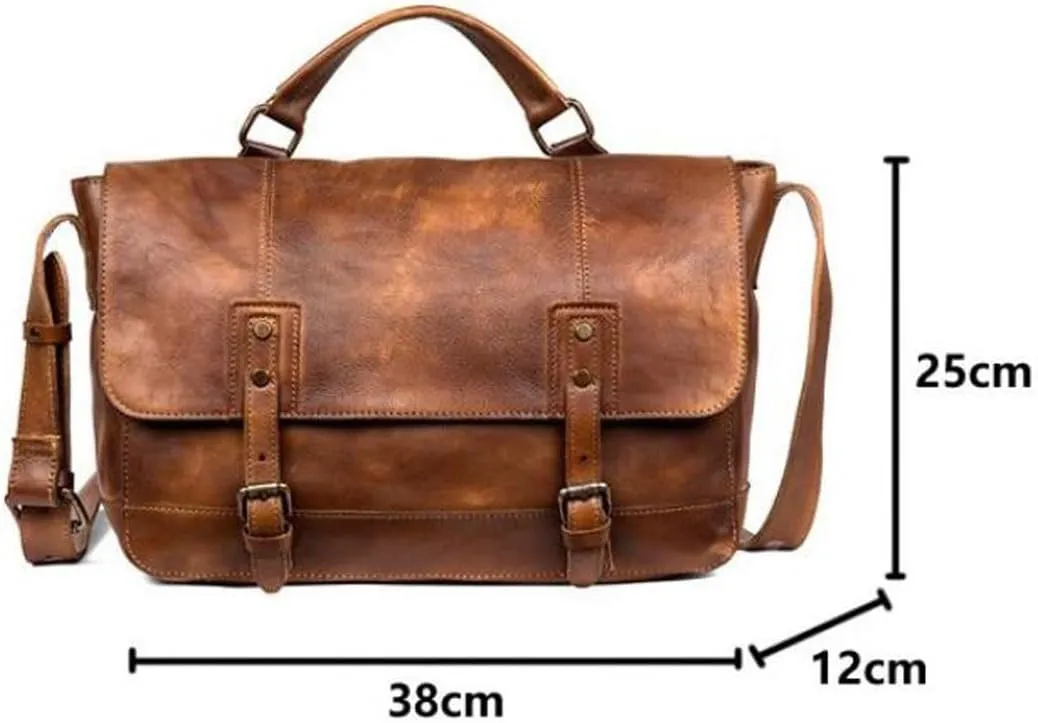 Mens Handbags Briefcases Messenger Shoulder Bags Genuine Leather Crossbody Bags Laptop Bags Travel Bags 15Inch