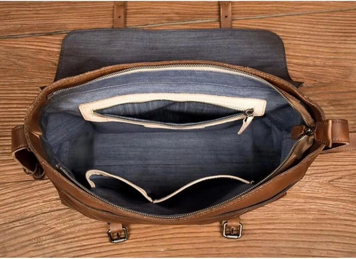 Mens Handbags Briefcases Messenger Shoulder Bags Genuine Leather Crossbody Bags Laptop Bags Travel Bags 15Inch