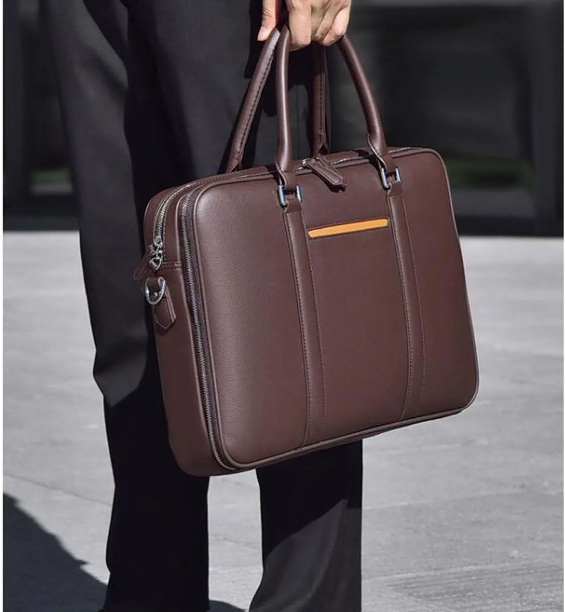 Mens Handbags Briefcases Shoulder Bags Casual Daypacks Genuine Leather Laptop Bags Messenger Bags 15.3Inch