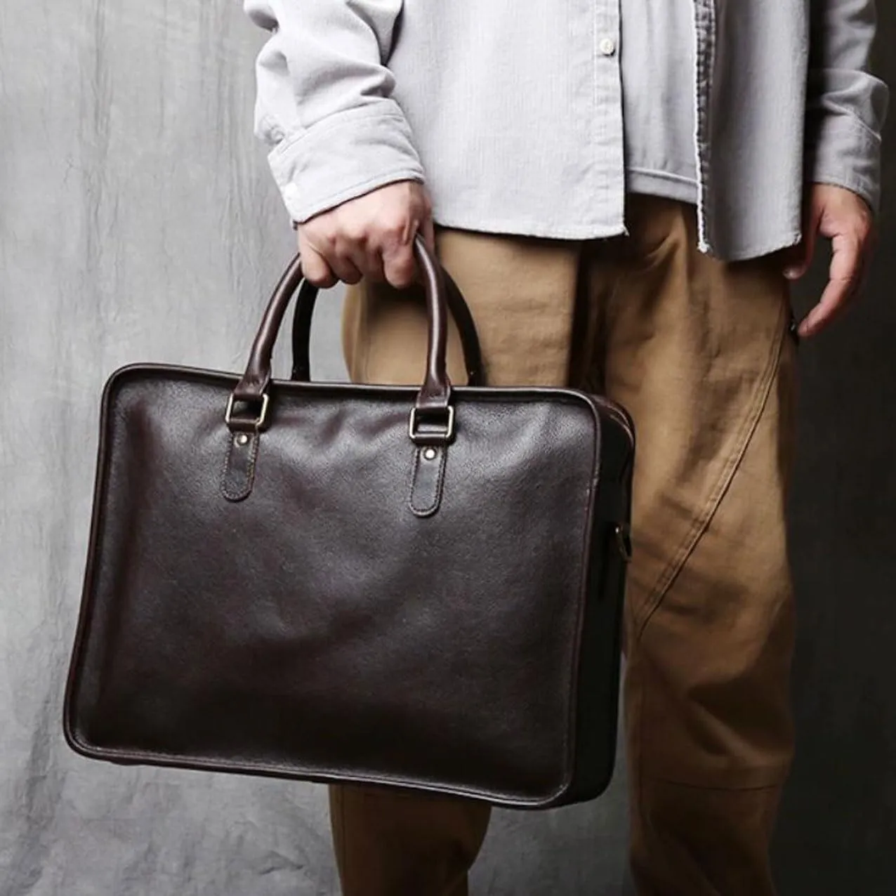 Mens Handbags Briefcases Shoulder Bags Crossbody Bags Messenger Bags Genuine Leather Laptop Bags 15.9Inch