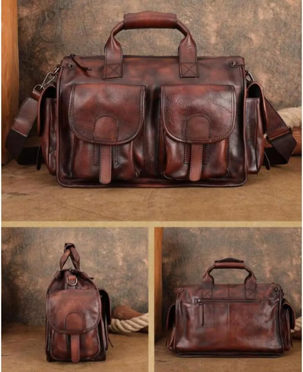 Mens Handbags Messenger Shoulder Bags Genuine Leather Business Briefcases Laptop Bags Carrying Cases Travel Bags