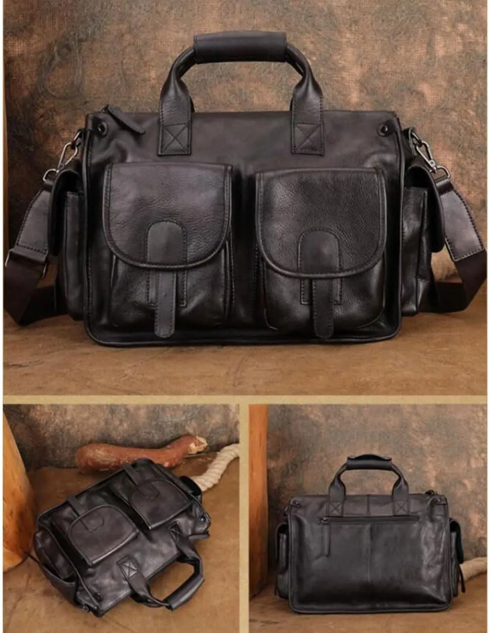 Mens Handbags Messenger Shoulder Bags Genuine Leather Business Briefcases Laptop Bags Carrying Cases Travel Bags