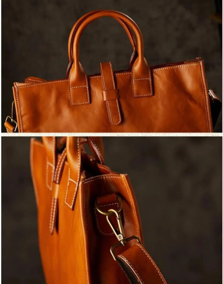 Mens Handbags Messenger Shoulder Bags Genuine Leather Business Briefcases Laptop Bags Crossbody Bags 14.6Inch