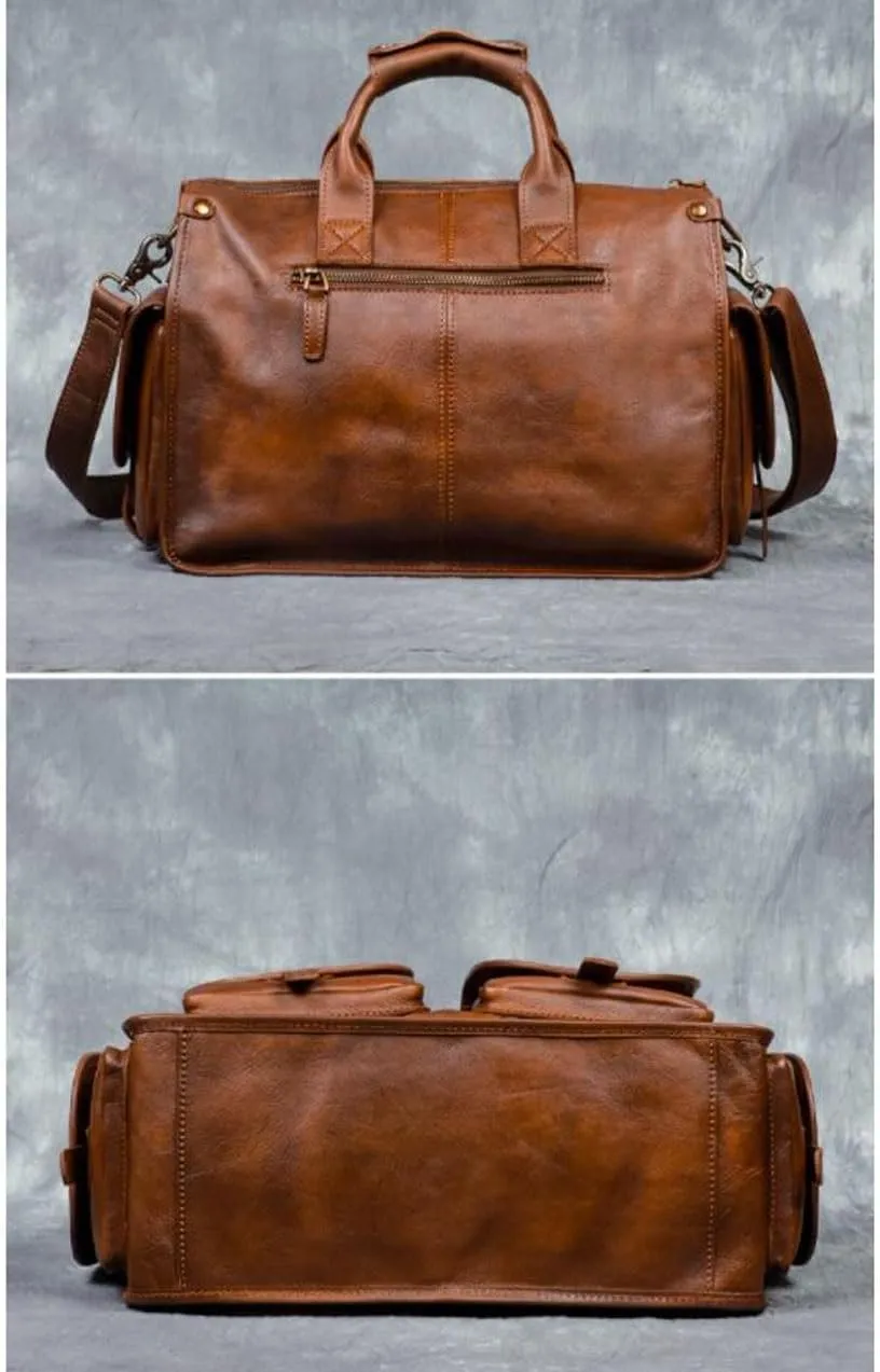 Mens Handbags Messenger Shoulder Bags Genuine Leather Business Briefcases Laptop Bags Travel Bags 14.6Inch