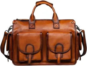 Mens Handbags Messenger Shoulder Bags Genuine Leather Business Briefcases Laptop Bags Travel Bags 14.6Inch