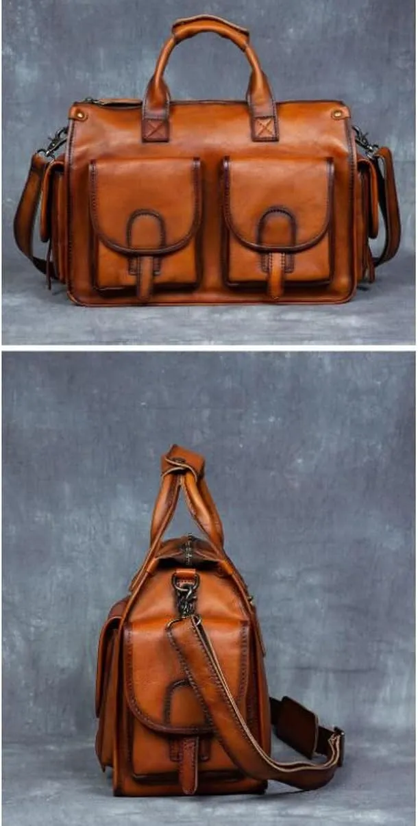 Mens Handbags Messenger Shoulder Bags Genuine Leather Business Briefcases Laptop Bags Travel Bags 14.6Inch