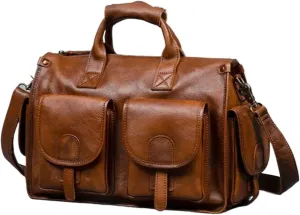 Mens Handbags Messenger Shoulder Bags Genuine Leather Business Briefcases Laptop Bags Travel Bags 14.6Inch