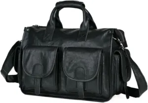 Mens Handbags Messenger Shoulder Bags Genuine Leather Business Briefcases Laptop Bags Travel Bags 14.6Inch