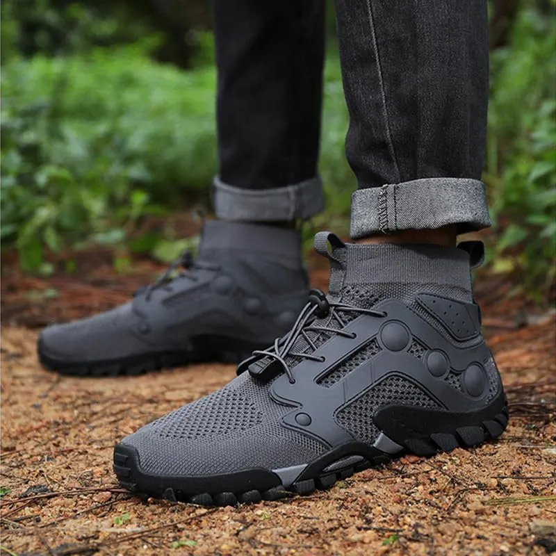 Mens High Top Water Shoes Breathable Hiking Shoes Quick Drying Sports Aqua Barefoot Shoes Non Slip Walking Fishing Shoes