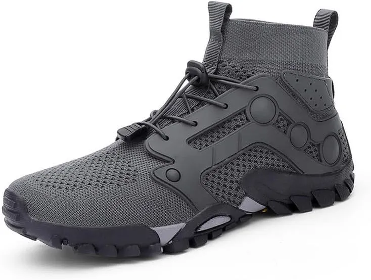 Mens High Top Water Shoes Breathable Hiking Shoes Quick Drying Sports Aqua Barefoot Shoes Non Slip Walking Fishing Shoes